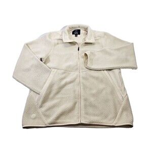 CUTS Men's XXL Polartec Sherpa Jacket Full-Zip‎ Pocket Sweatshirt Off White Warm